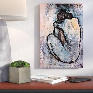 Brayden Studio 'Blue Nude' by Pablo Picasso Painting Print Canvas In Blue (BRSD3639_17840006) - 40"x 26"