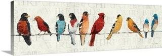 Great Big Canvas 'The Usual Suspects - Birds on a Wire' Avery Tillmon Graphic Art Print (GRWO2136) - 20"x60"