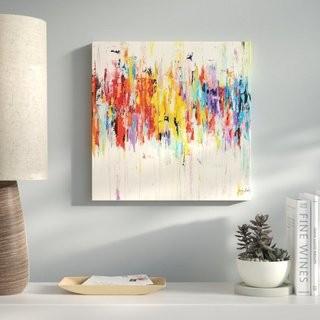 Latitude Run Abstract Rainbow Painting Print on Wrapped Canvas (LATR6188_19678166) - 36" Square