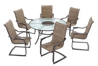 St. Lucia 7-Piece C-Spring Padded Sling Patio Dining Set