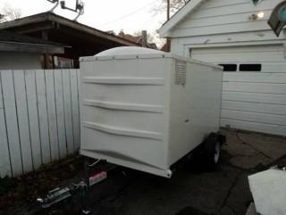 White Resin - & Wood Trailer Cover - 93" x 54" x 50" tall 