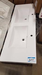 White Dual Sink - Minor damage to corner