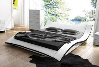 US Pride Furniture Riley Faux Leather Contemporary Bed, California King, White - B8063 - Small Tears & Display worn