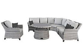 Siesta Key 5-Piece All-Weather Wicker Patio Sectional Set with Grey Cushion