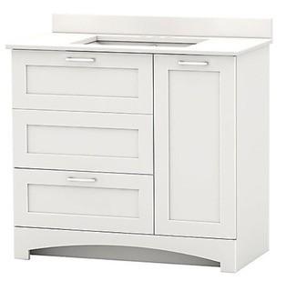 Casotto 37-inch W 1-Drawer 2-Door Freestanding Vanity in White With Engineered Stone Top in White