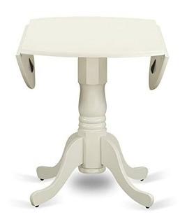 East West Furniture - Dublin Round Table with 2 drop leaves - White - top Only