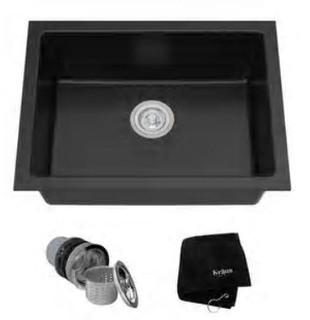 Kraus - KGD-410B - 24.4" Dual mount Single Bowl Blk Onyx Granite Kitchen Sink