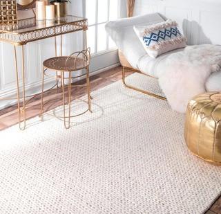 NuLOOM Off White Hand Woven Chunky Woolen Cable CB01 Area Rug, Rectangular 3'X5'