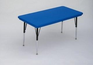 23.625''W x 47.25''L Rectangular Blue Plastic Height Adjustable Activity Table with Grey Top - NO LEGS !!!!!