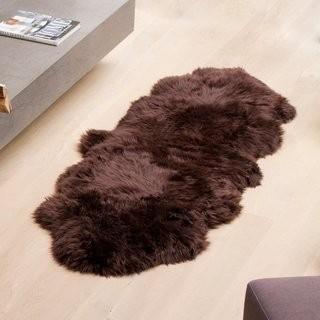 Natural Rugs Handmade Chocolate Sheepskin Area Rug (NTRL1034_11304352) - 2' x 6'