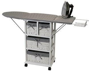 CORNER HOUSEWARES Fold Down and Roll Away Bamboo Ironing Center (CUQ1022)