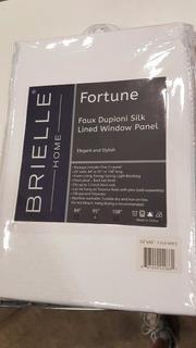 Brielle Home - Fortune - Faux Silk Lined Window Panel - 29" x 95" - White