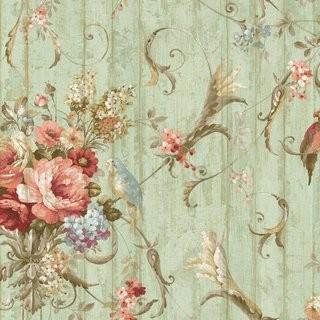 York Wallcoverings Book Parrots with Floral Bouquet 27' x 27 Wallpaper Roll (WHW3259) - 1 roll