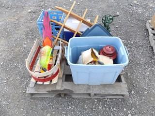 Lot of Assorted Items Including: Apple Peeler, Camping Lanterns, Kids Sled, Etc.