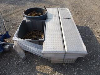 Lot of (2) Challenger Aluminum Truck Tool Boxes, Rope, Extension Cord, Etc.