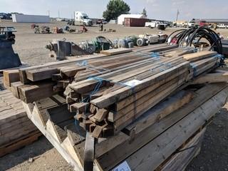 Lot of Cedar Spindles, Wood Stair Railings, & 80" Section of Steel Railing