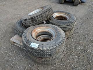 Lot of (6) 8-14.5 Bias Ply Trailer Tires on Rims