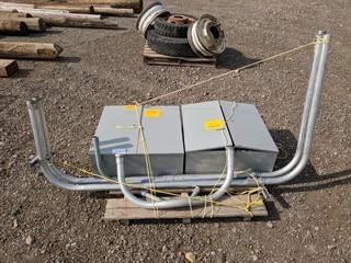 Lot of (2) 31" x 30" Electrical Cabinets w/ Quantity of Pre-Bent Conduit