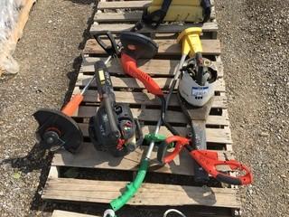 Lot of (3) Electric Weed Trimmers & (2) Gas Leaf Blowers