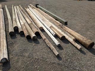 Lot of Wood Telephone Poles, Assorted Lengths 25' - 40'