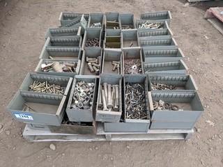 Lot of 5 1/2" x 11" x 4 1/2" Bolt Bins w/ Assorted Hardware