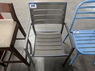 17" Metal Wood Finish Patio Chair