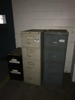 Lot of (2) 4-Drawer Vertical Filing Cabinet and (1) 2-Drawer Vertical Filing Cabinet