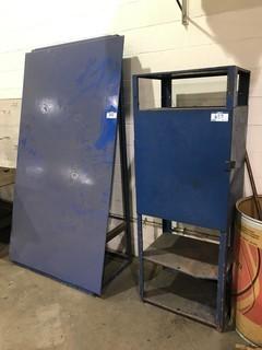 Lot of Steel Panel Stand and Steel Shop Cabinet