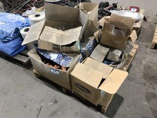 Pallet of Asst. Cables, Cassters, Hooks, etc.