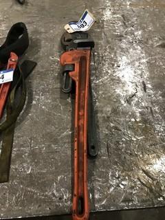 Lot of (1) Ridgid 24" Pipe Wrench and (1) 24" Pipe Wrench