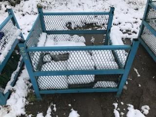 Lot of (1) Metal Storage Baskets w/ Contents Including Asst. Cylinder Guards