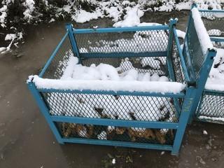 Lot of (1) Metal Storage Baskets w/ Contents Including Asst. Bucket Teeth