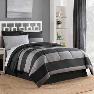 Bryce 6-Piece Reversible Twin Comforter Set in Black/Grey 
