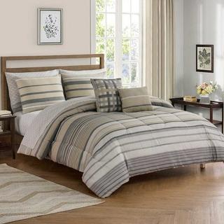 All in One Comforter Set Roanoke 9 Piece Reversible Grey Bedding Set Queen