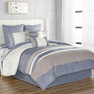 Slater Comforter Set 8 PC Queen Taupe/Grey