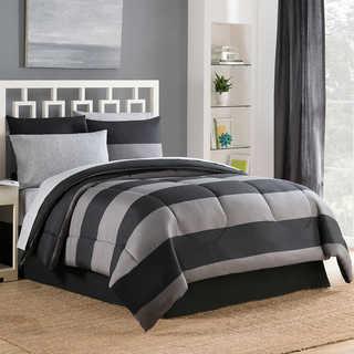 Bryce 8-Piece Reversible Queen Comforter Set in Black/Grey