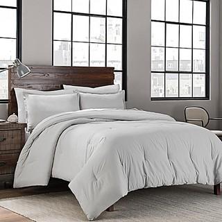 Garment Washed Solid 3 PC Full/Queen Comforter Set in Silver 