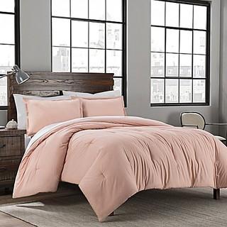 Garment Washed Solid 3 PC Full/Queen Comforter Set in Blush 