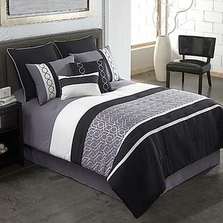 Covington 8-Piece Comforter Set in Grey/Black