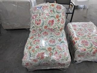 2pc. Fabric Arm Chair & Ottoman Set (Floral)