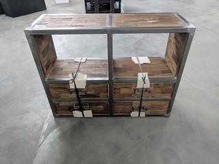 Iron Galvanized, Wood Finished 4 Drawer Dresser (47"x 15"x 42")