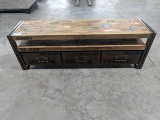 Metal & Wood 3 Drawer Bench (64"x 16"x 21")