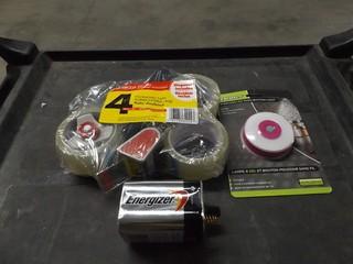 Lot of Miscellaneous Household Items c/o Energizer 6V Battery, Packing Tape, Wireless LED Push Button Light, Etc.