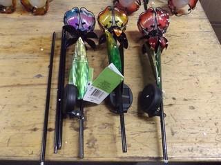 Lot of (3) Solar Flower Sttick Lights