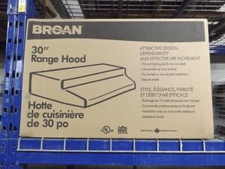 New Broan 30'' Range Hood, 75 Watt Lighting.