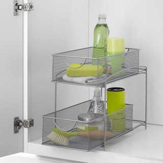 .ORG(TM) Mesh 2-Tier Sliding Cabinet Basket in Silver