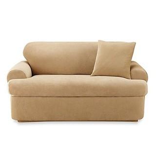 Sure Fit(R) Stretch Pique 2-Piece T-Cushion Sofa Slipcover in Cream