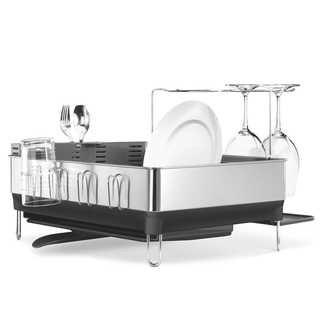 simplehuman(R) Steel Frame Dish Rack with Wine Glass Holder