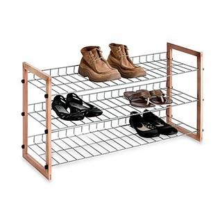 3-Shelf Wooden/Metal Shoe Rack