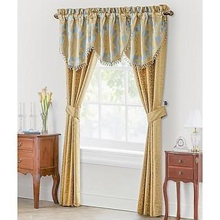 Waterford Linens Juliette 50-Inch Rod Pocket Window Curtain Panel Pair in Gold